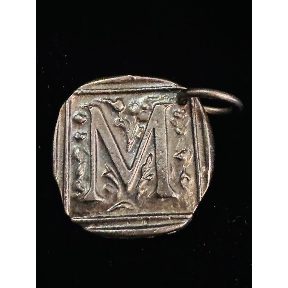 Waxing Poetic Insignia Initial M Charm Sterling Silver Brass Wax Seal Pendant